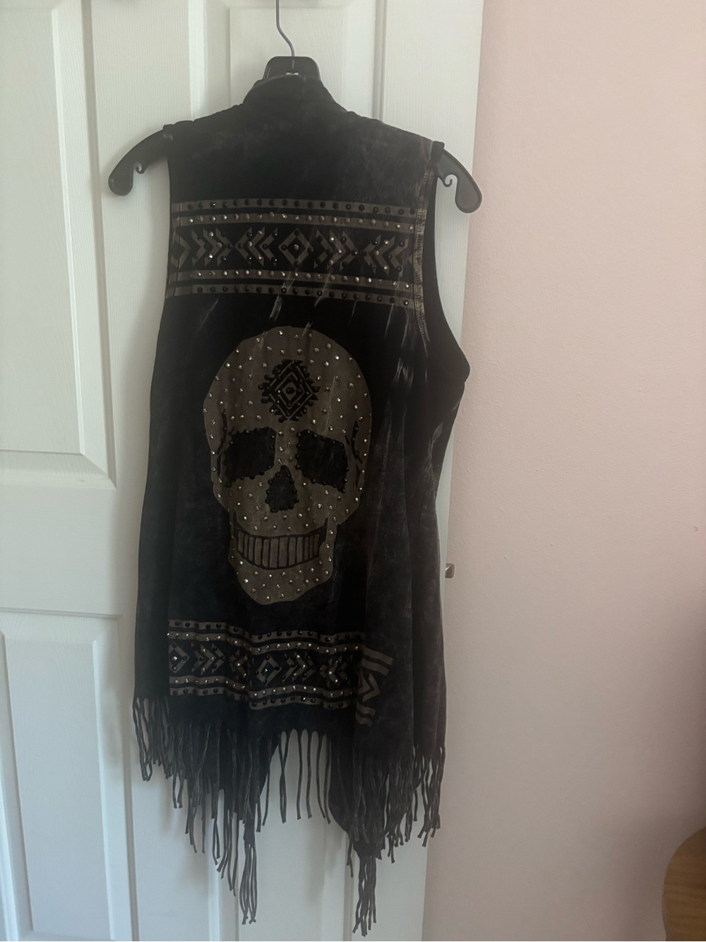 Vocal Waterfall Vest Women One Size Black Studded Skull Gothcore Westerncore